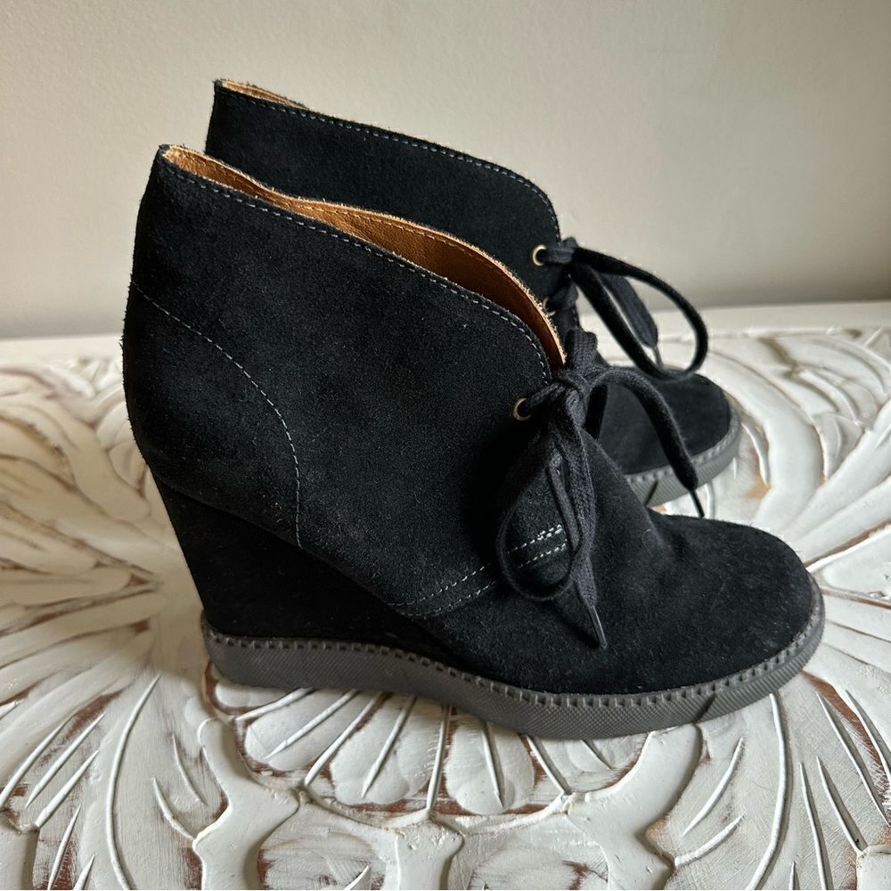 See By Chloé Wedge Lace-up Suede Ankle Boots Size 37
